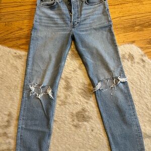 Re/Done Light Blue Distressed Skinny Jeans